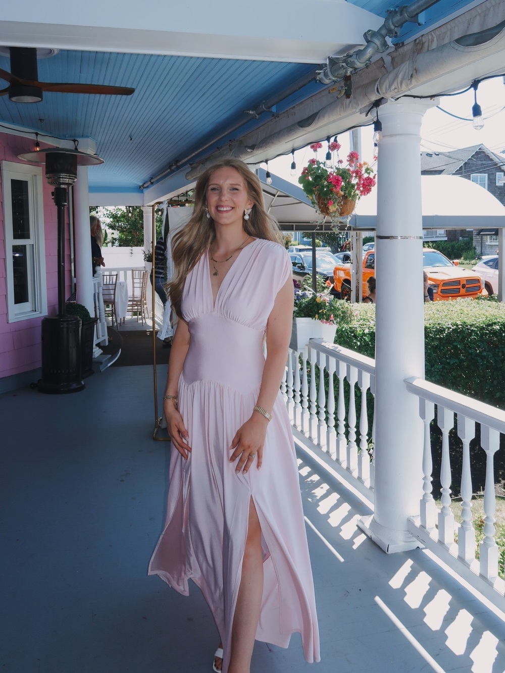 Light Pink Shirred Maxi Dress